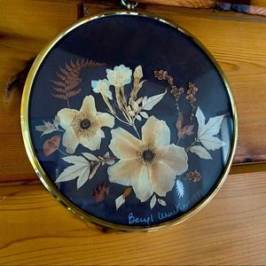 Antique pressed flowers, wall art, 1919